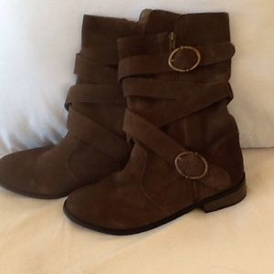 Brown suede boots