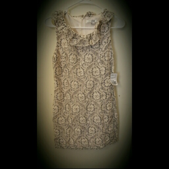 Short Length Cream/Grey Lace dress