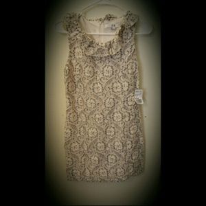 Short Length Cream/Grey Lace dress