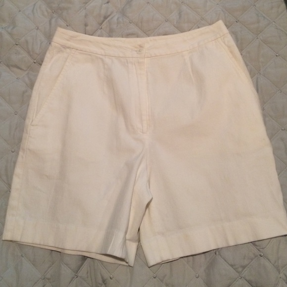 White Linen High waisted shorts