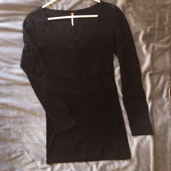 Free People Black Long sleeve Dress