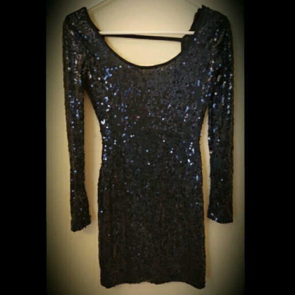 Short Length navy blue sequins dress