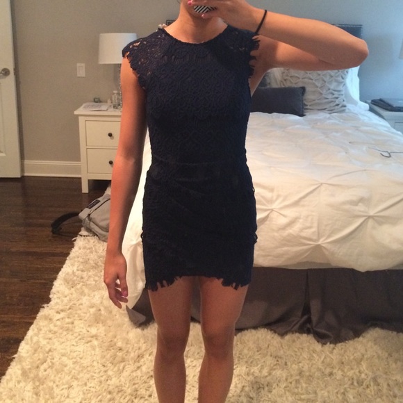 Navy Blue Lace Dress