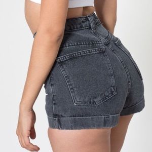 Stonewashed Black High Waist Denim Cuff Shorts