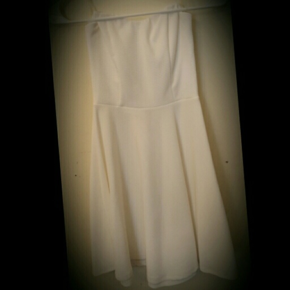 White tube top skater dress