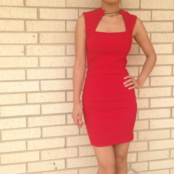 Red knit dress