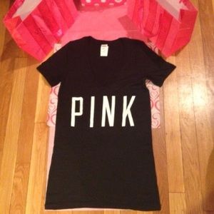 Victoria's Secret PINK Black Graphic Tee Shirt