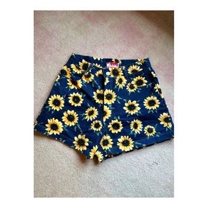 High waisted sunflower shorts
