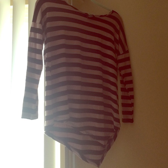 Asymmetrical Striped Long Sleeve Top