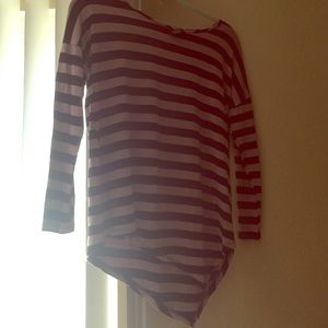 Asymmetrical Striped Long Sleeve Top