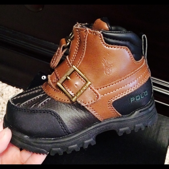 NEW POLO RALPH LAUREN CHOCOLATE/TAN TODDLER BOOTS