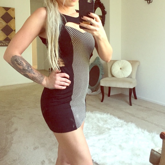 Black white polka dot vegas dress !!