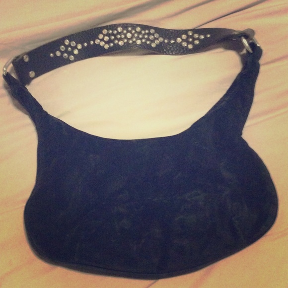 Authentic suede Swarovski crystal leather purse
