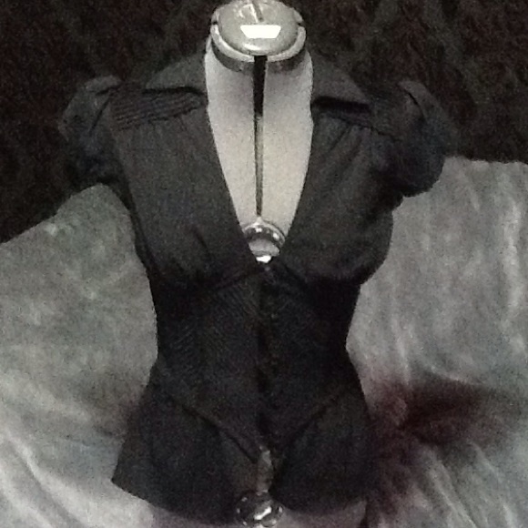 Bebe black polka dot corset top
