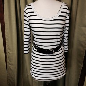 Ultra Flirt Black and white stripe nautical T