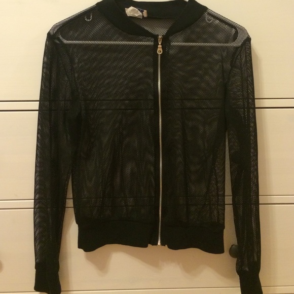 sheer long sleeve zip up