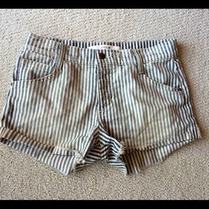 Blue and white high waisted shorts