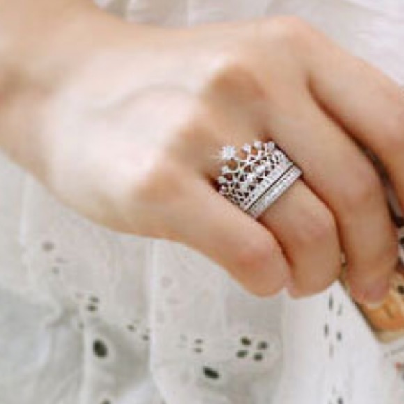 Jewelry - Sterling silver plated CZ wedding ring set