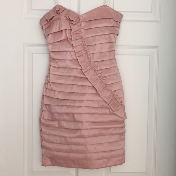 blush pink strapless dress
