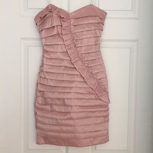 blush pink strapless dress