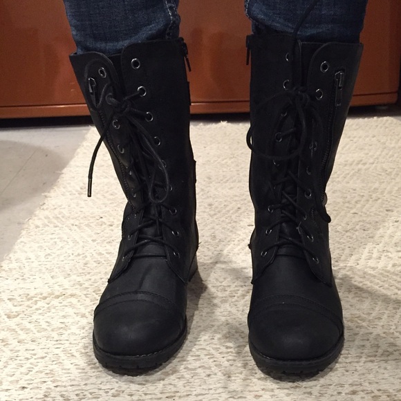 Black combat boots