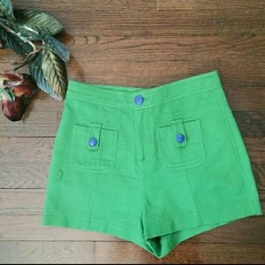 Textured green shorts