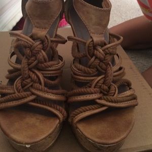 Brown wedge sandals