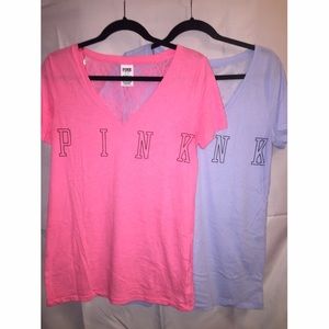 VS PINK lace back t-shirts (set of 2)