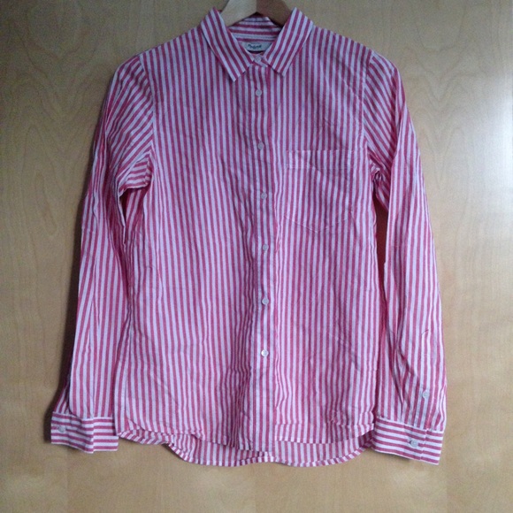 Madewell Red Striped Button Down Shirt