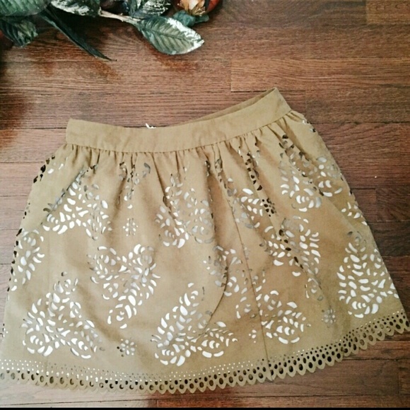 Faux suede laser cut skirt