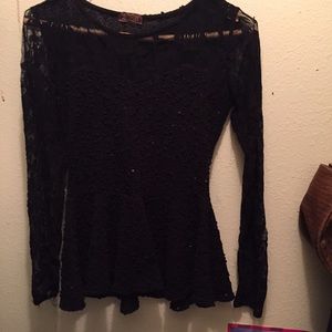 Black lace peplum top
