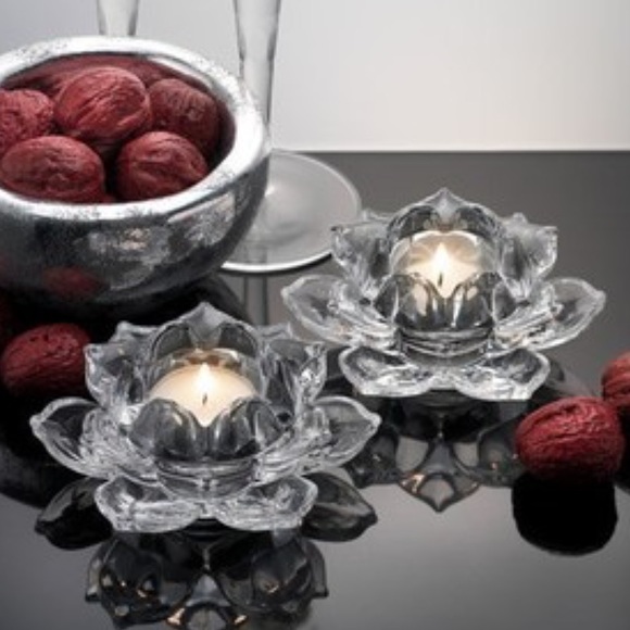 Godinger lotus crystal tealight candle holder