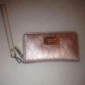 Rose Gold Michael Kors Wristlet/Wallet