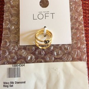 Loft black diamond ring set of 3