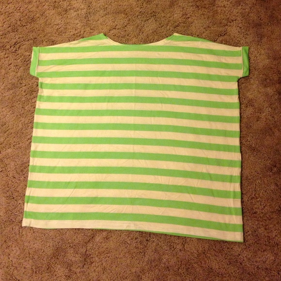 Short sleeve lime green striped Piko- size S
