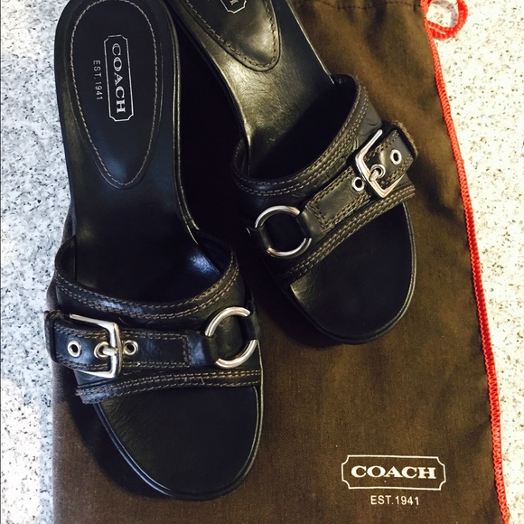 Coach Shoes - 💟 Coach black leather wedges 💟