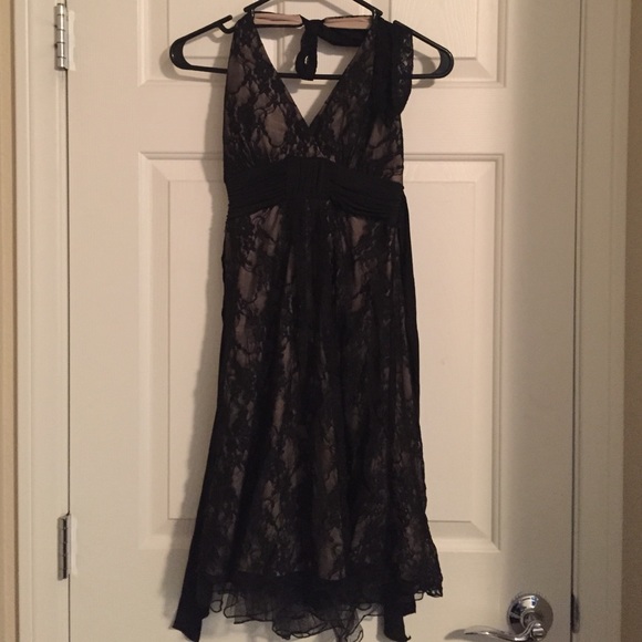 Black lace halter dress