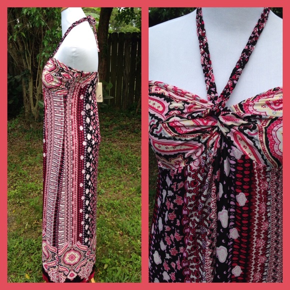 1 Small Leftโ๏ธPink Multi Halter Maxi Dress - Picture 4 of 5