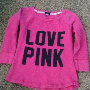 Pink 3/4 sleeve crew neck