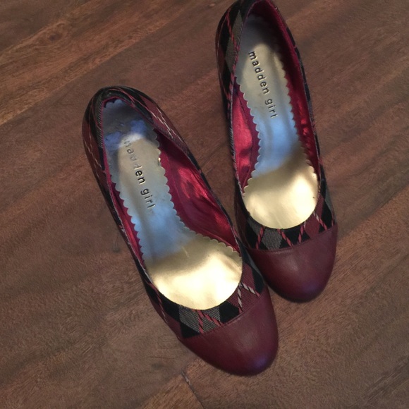 Red plaid Mary Jane shoes