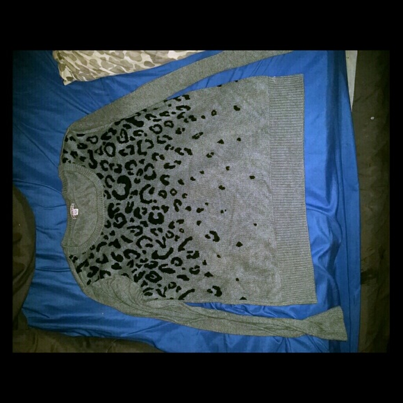 Gray and Black leopard print sweater