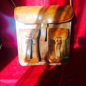 GORGEOUS 100% LEATHER CHOCOLATE HANDMADE PURSE.