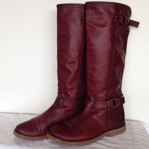 Frye Burgandy knee high boots size 7.5