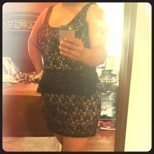 Black lace peplum dress