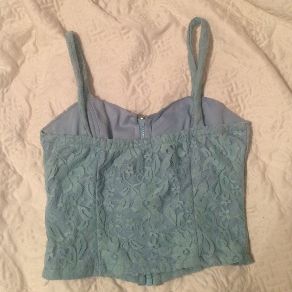 Reserved 🔥 Light blue lace crop top zip up - Picture 2 of 3