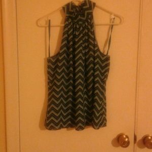 Inc black and turquoise blouse