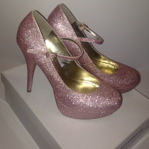 Steve Madden size 10 pink glitter platform heels