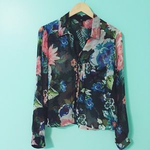🚫SOLD🚫 Sheer Bold Floral Print Shirt