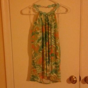 Anne Klein halter shirt with light turquoise shell