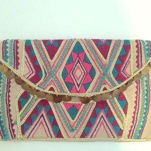 Embroidered clutch